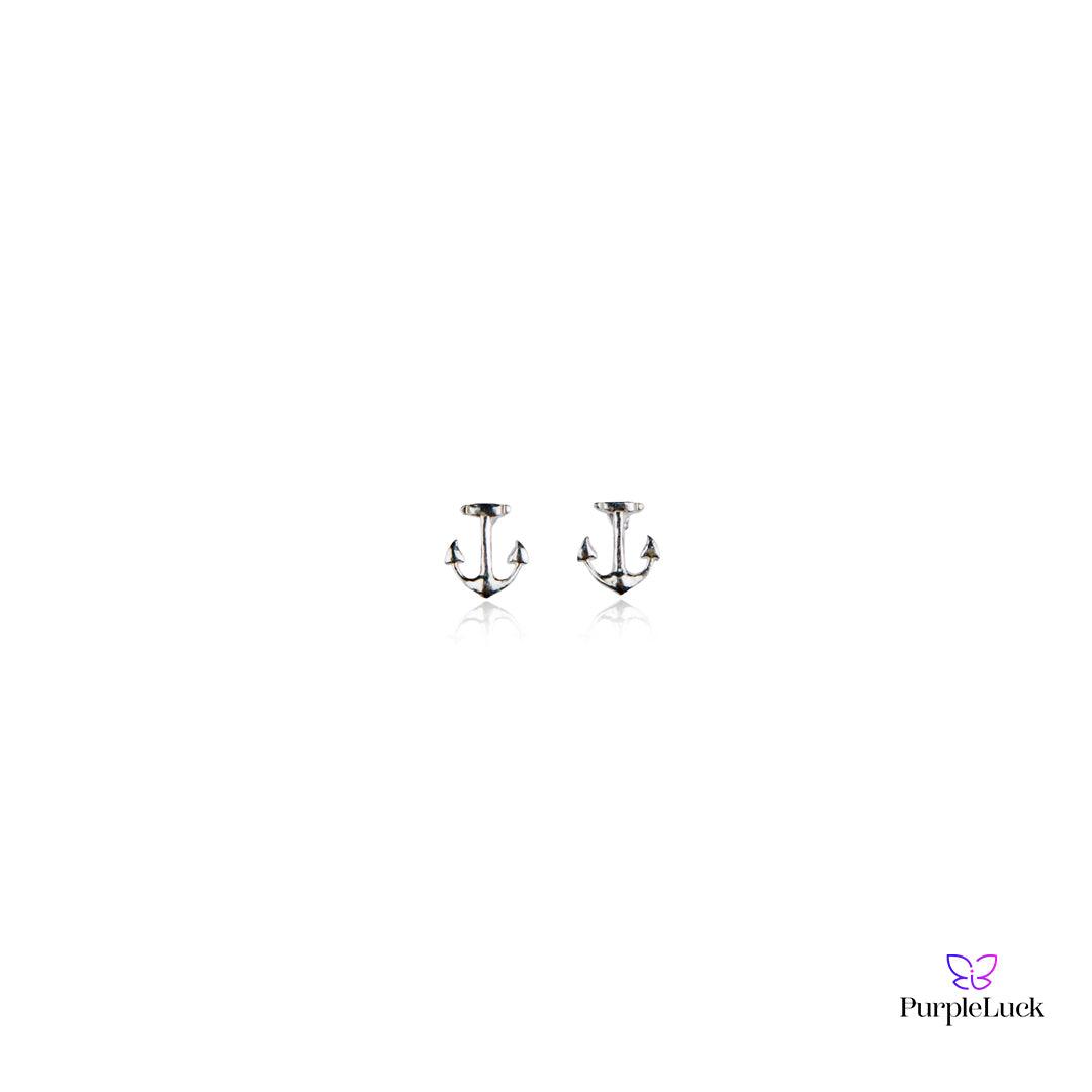 Susan Oxidized Silver Anchor Earrings - purpleluck.co
