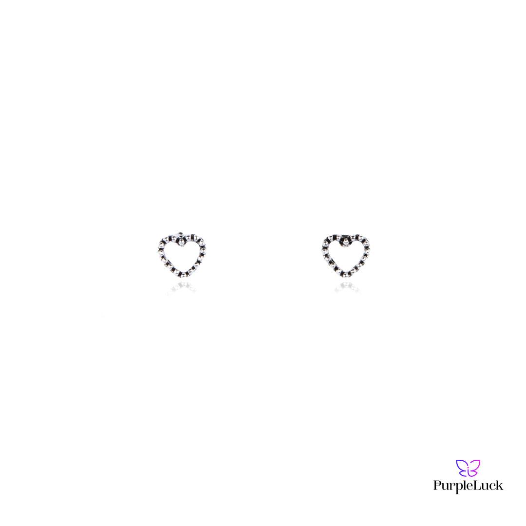 Teresa Oxidized Silver Heart Earrings - purpleluck.co