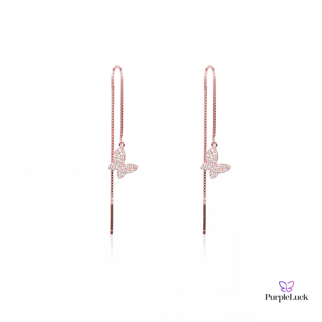 Ashley Rose Gold Thread Earrings - purpleluck.co