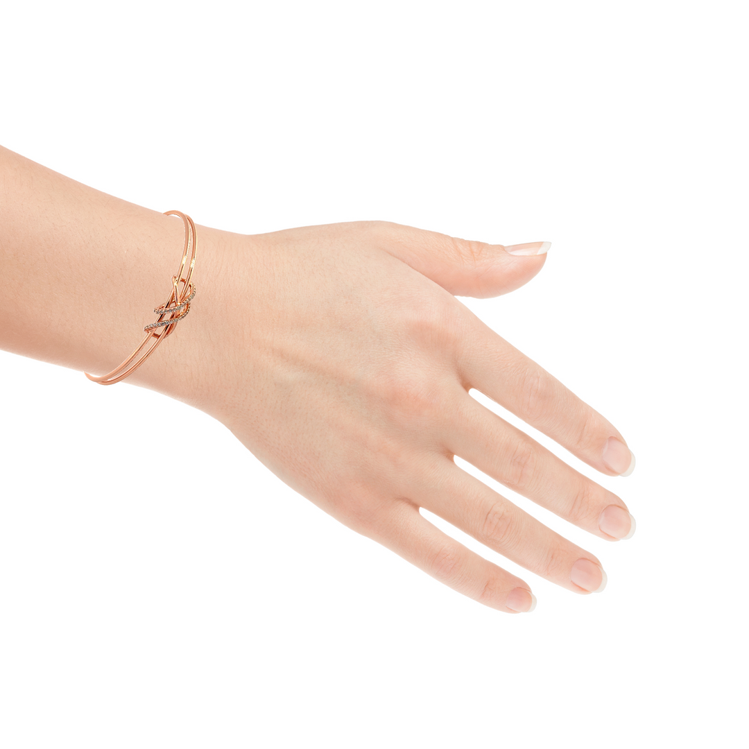 Purpleluck Silver 925 Silver Dual Entangle Bracelet in rose gold plating for girls and women. Sterling Silver bracelet for Romantic gift