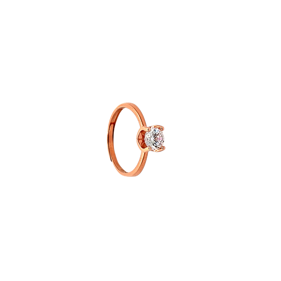 PurpleLuck Zoey 925 Silver Solitaire Ring in rose gold plating. Adjustable design and charming gift for wife and girlfriends