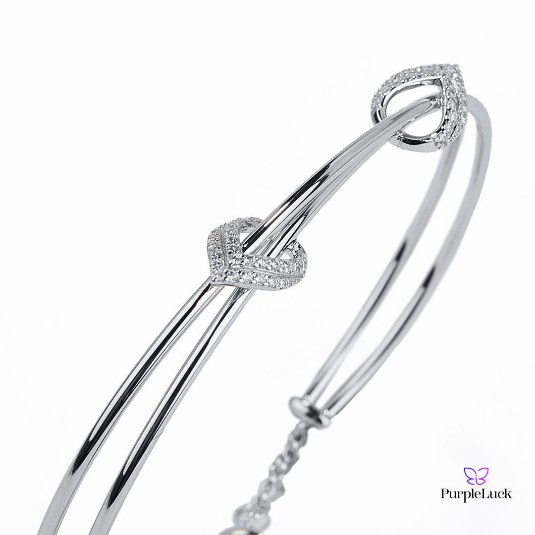 PurpleLuck Ayesha 925 Silver Bracelet Elegant adjustable modern design bracelet. Ideal gift idea for Women and girls