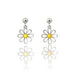 PurpleLuck Anastasia Silver Flower Earrings. Floral design charm earrings for women and girls Perfect for gifting