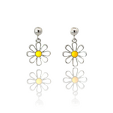 PurpleLuck Anastasia Silver Flower Earrings. Floral design charm earrings for women and girls Perfect for gifting