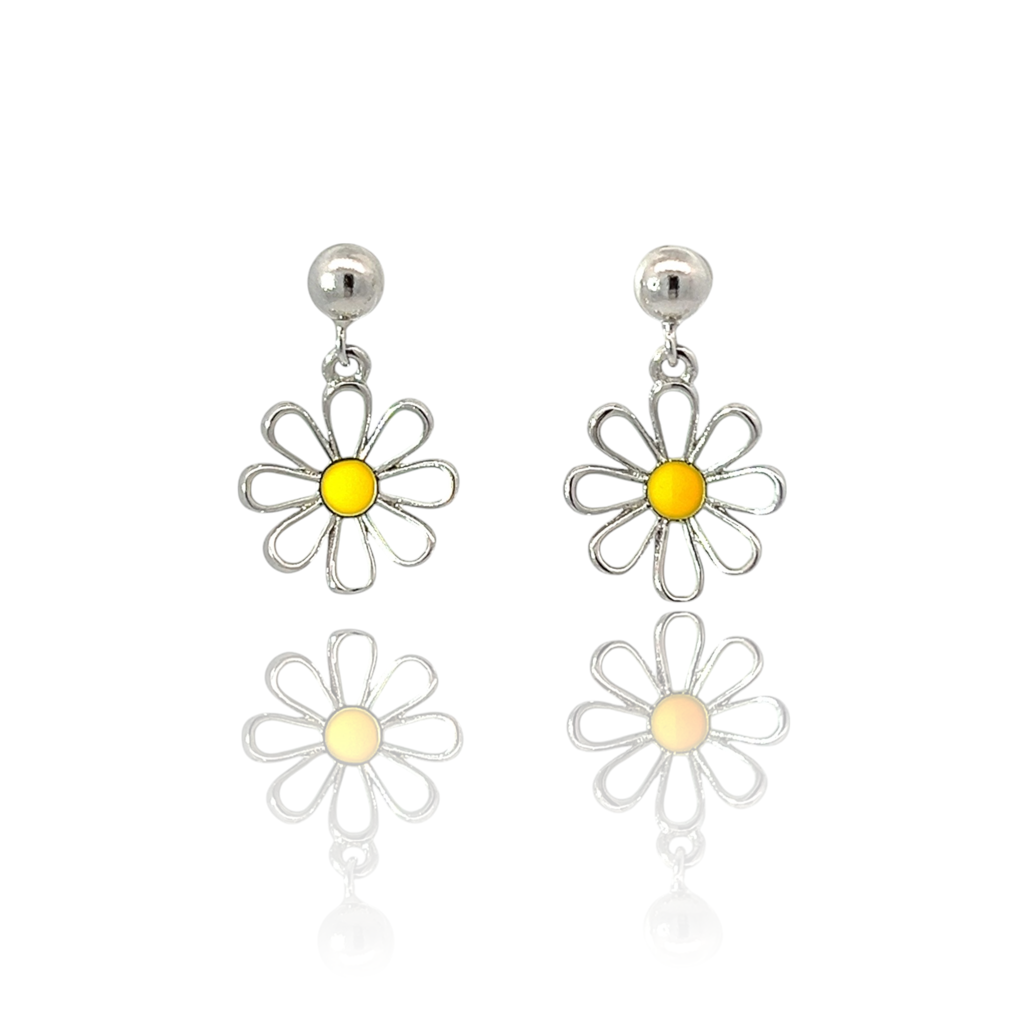 PurpleLuck Anastasia Silver Flower Earrings. Floral design charm earrings for women and girls Perfect for gifting
