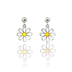 PurpleLuck Anastasia Silver Flower Earrings. Floral design charm earrings for women and girls Perfect for gifting