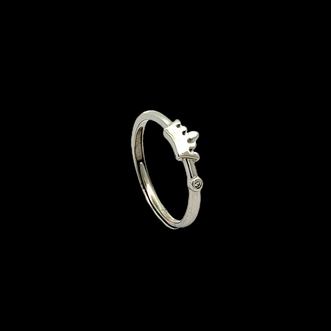 PurpleLuck Angelina Silver Adjustable Crown Ring
