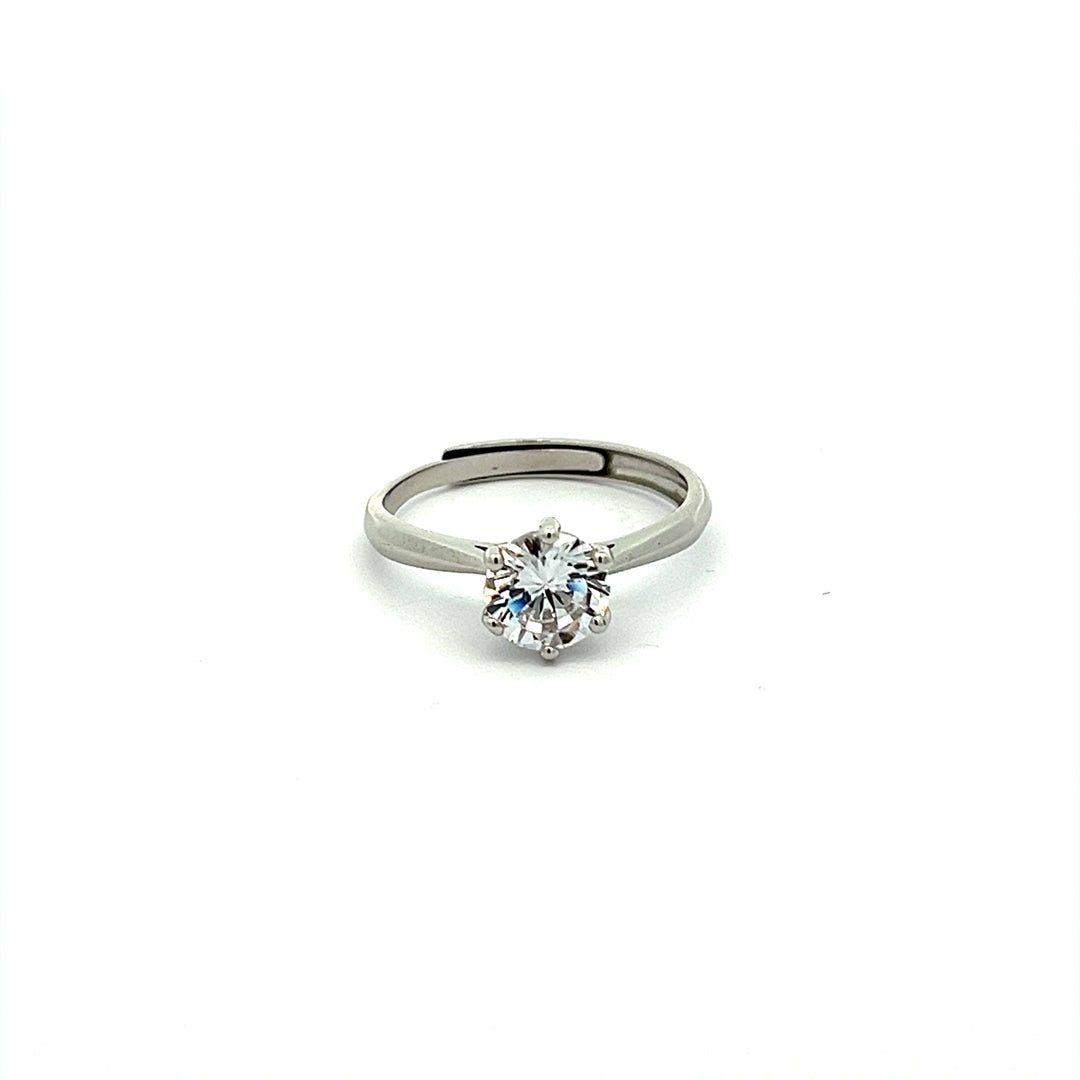 PurpleLuck Audrey 925 Silver Solitaire Ring Adjustable and Elegant ring Perfect for gifting and daily wear