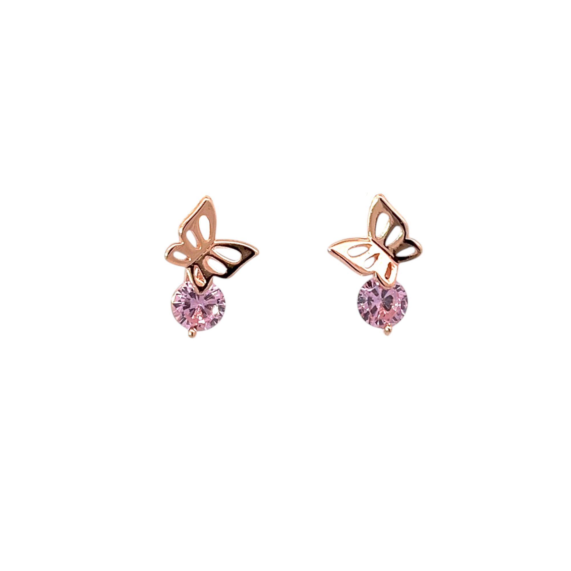 PurpleLuck Beyonce Rose Gold Butterfly Earrings. Sterling Silver charm studs gifting for girlfriend 