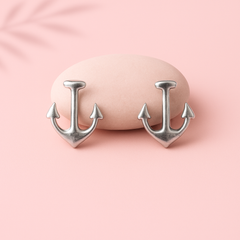 PurpleLuck Susan 925 Silver Anchor Earrings. Modern Studs for women and girls in dainty and charming design