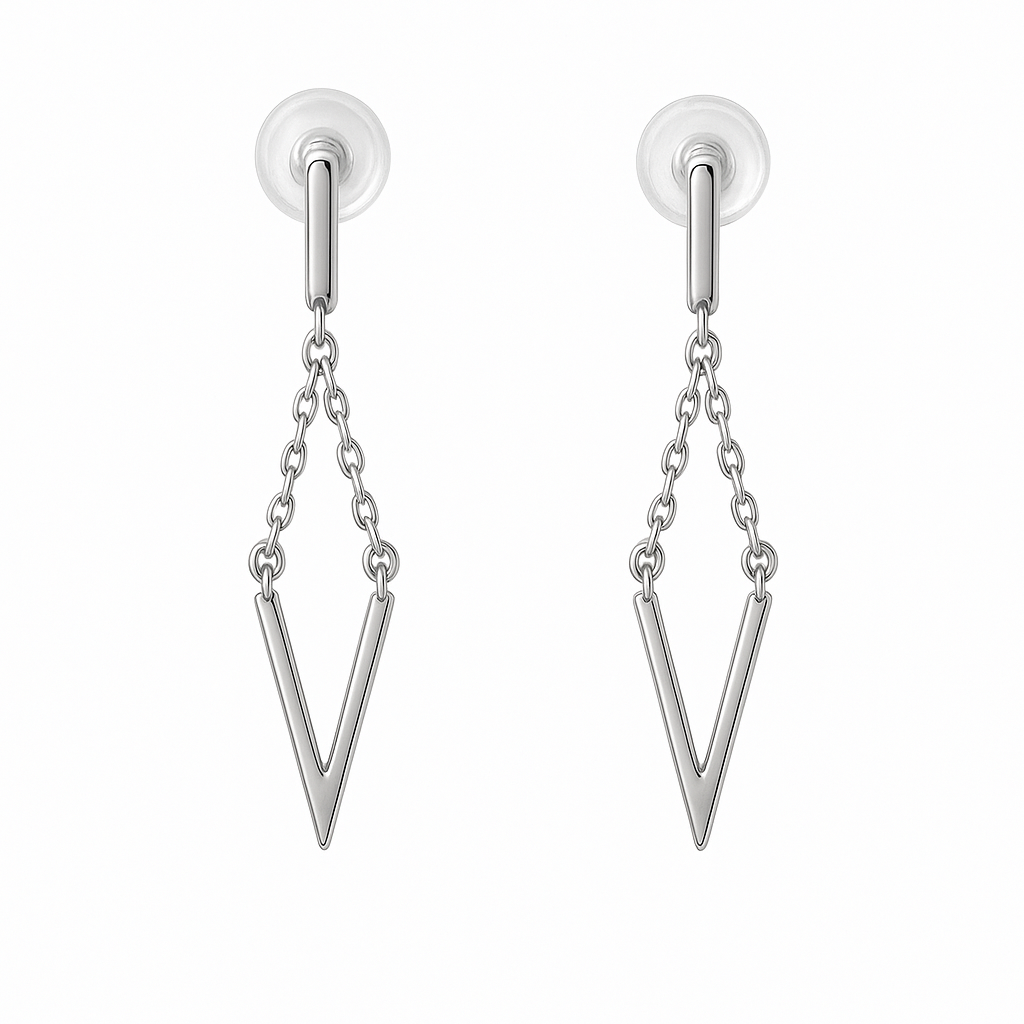 PurpleLuck Chevron 925 Silver earrings. Valentine gift for women and girls