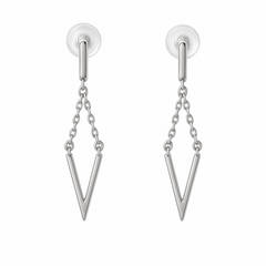 PurpleLuck Chevron 925 Silver earrings. Valentine gift for women and girls