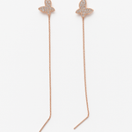 PurpleLuck Ashley Rose Gold Butterfly Thread Earrings. Sterling Silver charm earrings for women. Perfect romantic Gift