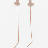 PurpleLuck Ashley Rose Gold Butterfly Thread Earrings. Sterling Silver charm earrings for women. Perfect romantic Gift