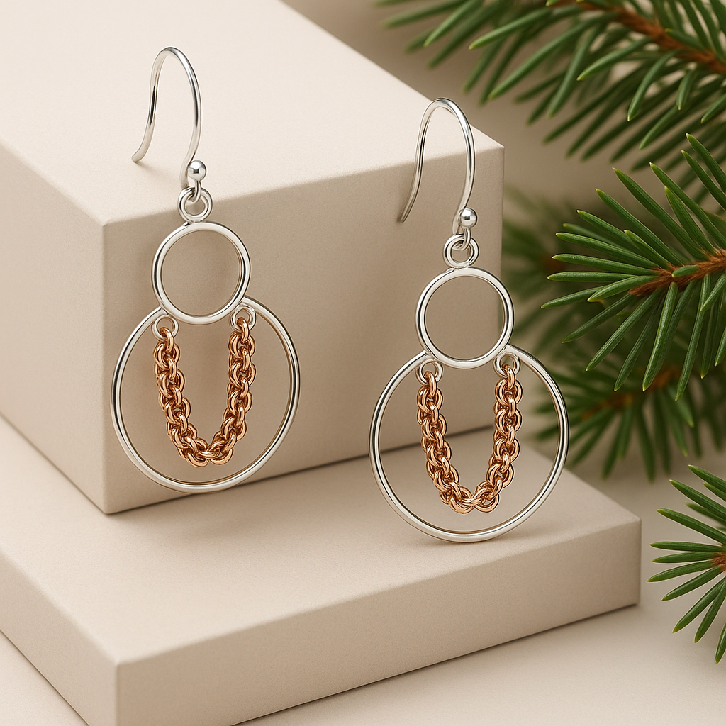 PurpleLuck Celene 925 Silver Hoop Earrings, a trendy design gift for girlfriend and wife