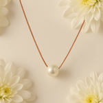 PurpleLuck Kristen Silver White Pearl Necklace with rose gold chain Perfect for Office and party wear. Ideal gift for Women and girls