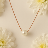 PurpleLuck Kristen Silver White Pearl Necklace with rose gold chain Perfect for Office and party wear. Ideal gift for Women and girls