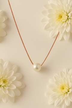 PurpleLuck Kristen Silver White Pearl Necklace with rose gold chain Perfect for Office and party wear. Ideal gift for Women and girls