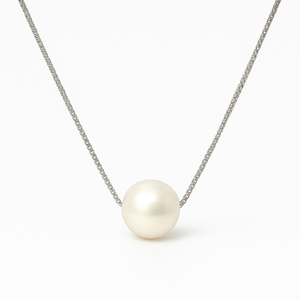 PurpleLuck Kristen Silver White Pearl Necklace Perfect for Office and party wear. Ideal gift for Women and girls