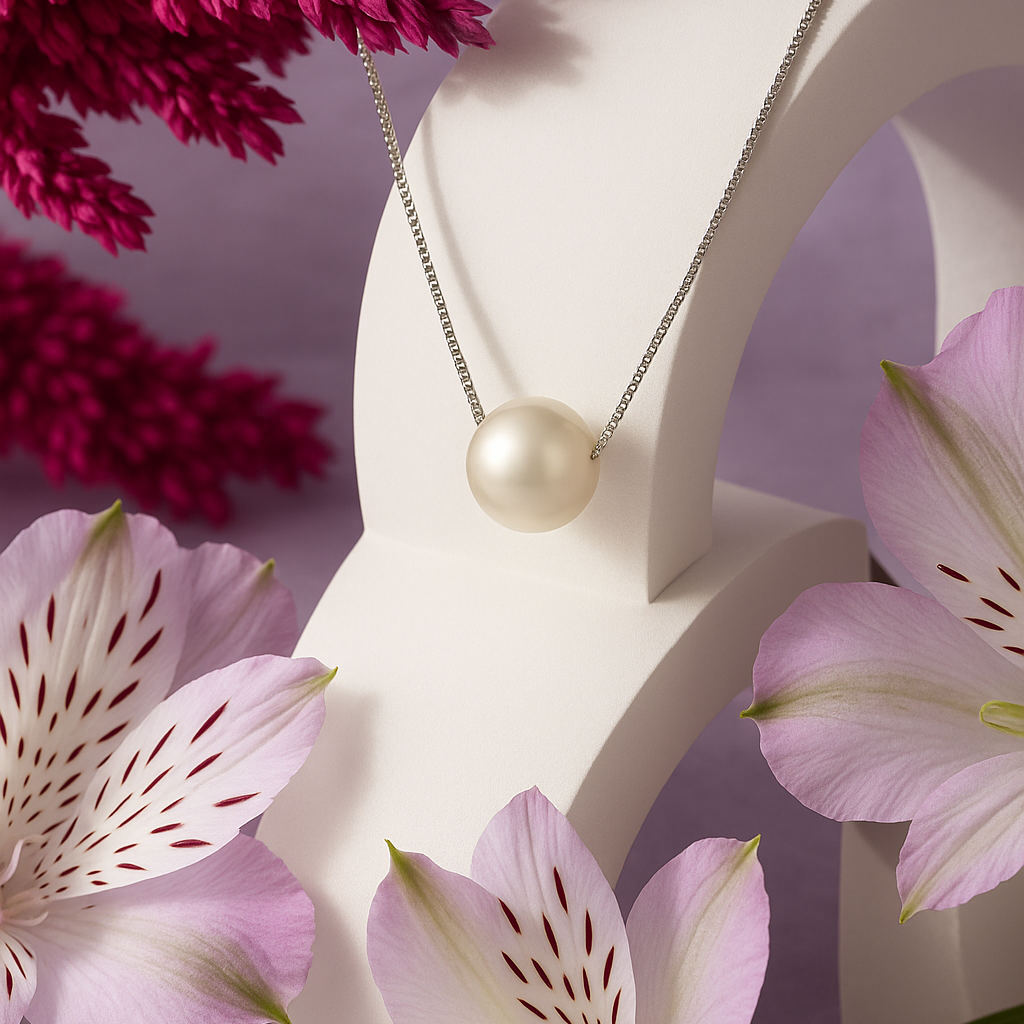PurpleLuck Kristen Silver White Pearl Necklace Perfect for Office and party wear. Ideal gift for Women and girls