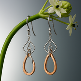 PurpleLuck Estelle 925 Silver and Silver Drop Earrings. Rose Gold and Silver trendy earrings for women and girls