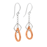 PurpleLuck Estelle 925 Silver and Silver Drop Earrings. Rose Gold and Silver trendy earrings for women and girls