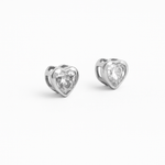 PurpleLuck Kardashian 925 Silver  Heart Earrings. Heart Shaped Zircon Studs for women and girls for daily wear