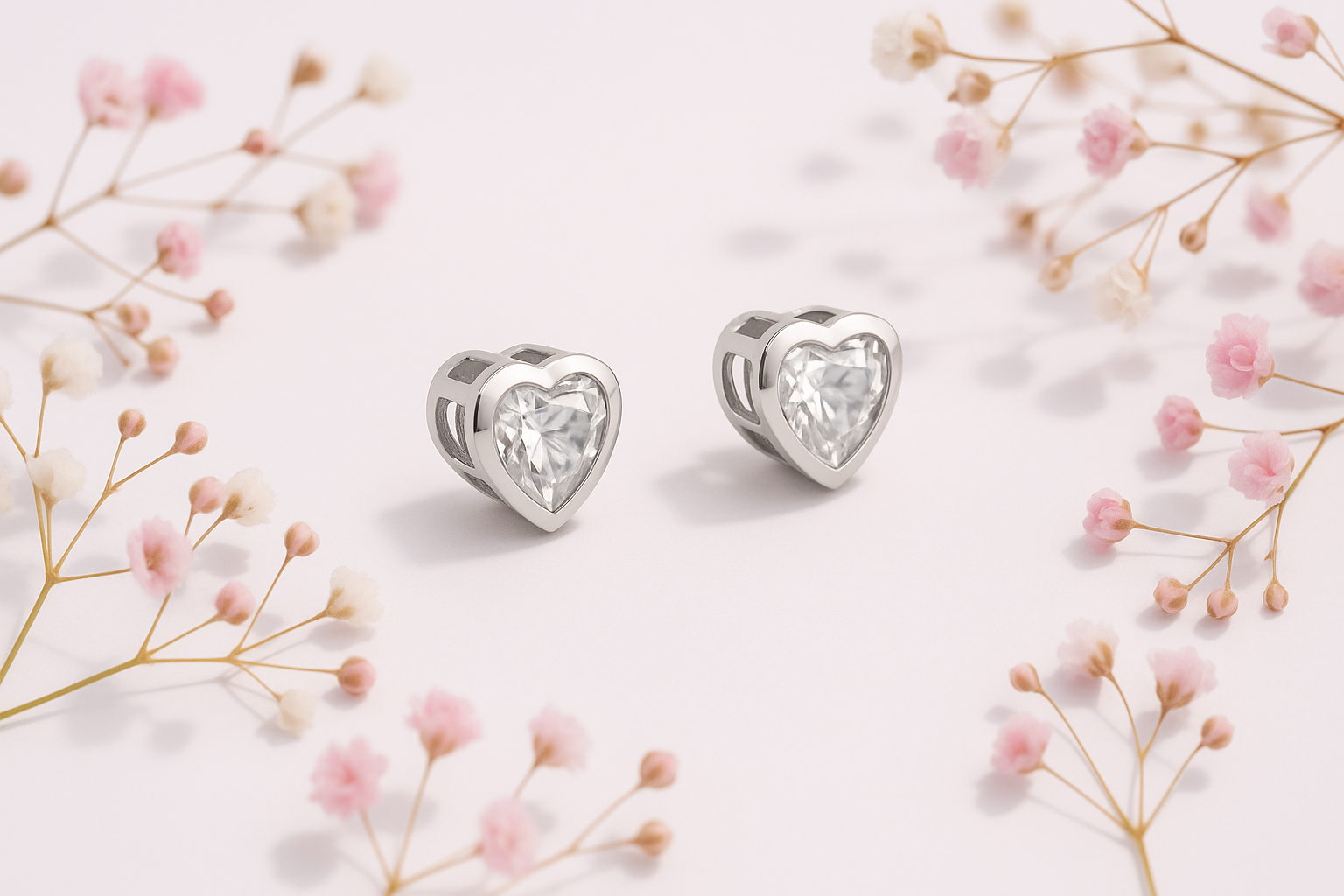PurpleLuck Kardashian 925 Silver  Heart Earrings. Heart Shaped Zircon Studs for women and girls for daily wear