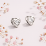 PurpleLuck Kardashian 925 Silver  Heart Earrings. Heart Shaped Zircon Studs for women and girls for daily wear