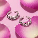 PurpleLuck 925 Silver Chain Toe Rings for women open toe ring for everyday wear 