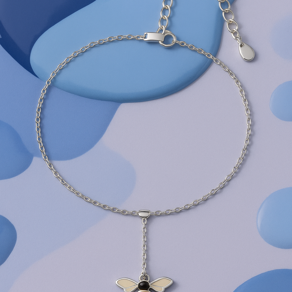 PurpleLuck Lucia 925 Silver Bracelet. Bee charm adjustable bracelet for girls and Women. Valentine and birthday gift for girlfriend