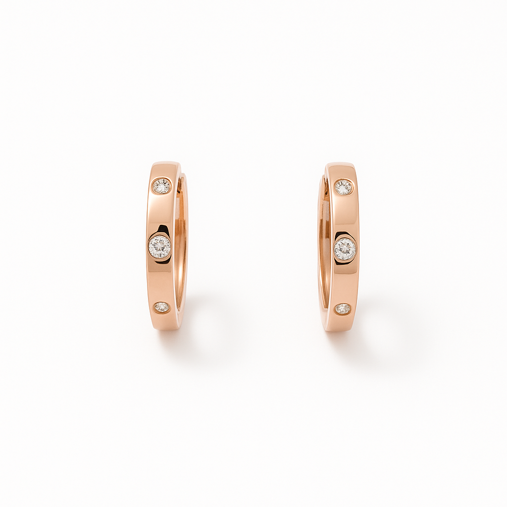 PurpleLuck Irina Rose Gold Hoop Earrings, Sterling Silver Modern and Simple Design for daily and office wear for women