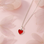 PurpleLuck Valentine Silver Red Heart Pendant. Perfect Valentines day gift for Girlfriend and wife.