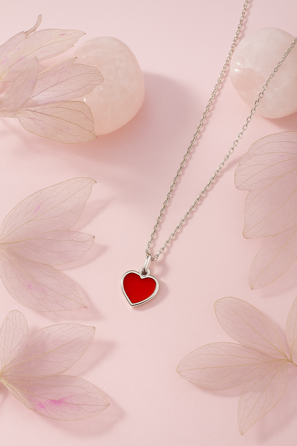 PurpleLuck Valentine Silver Red Heart Pendant. Perfect Valentines day gift for Girlfriend and wife.