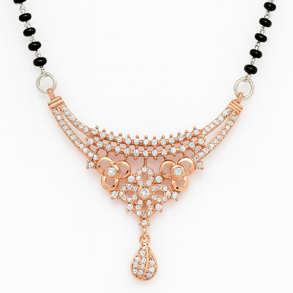 PurpleLuck Aavriti Rose Gold Mangalsutra. Sterling Silver jewellery for women and gift for wife
