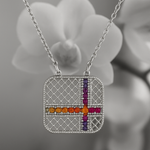 PurpleLuck Silver Gemstone Grid Pendant with adjustable chain for women Sterling Silver