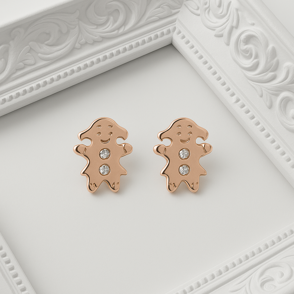 PurpleLuck Resse Rose Gold Earrings. Cute and simple studs for Girls. Gift for Girlfriend. Romantic gift
