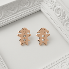 PurpleLuck Resse Rose Gold Earrings. Cute and simple studs for Girls. Gift for Girlfriend. Romantic gift