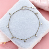 PurpleLuck Claire Silver Charm Anklet. Sterling Silver Anklet for gift for wife and girlfriend, traditional wear jewelry