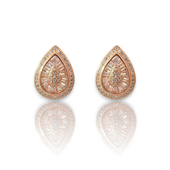 PurpleLuck Dahyun Rose Gold Drop Shape Earrings. Sterling Silver Festive wear, Elegant studs for Women. Perfect Gift for Girls