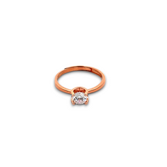 PurpleLuck Zoey 925 Silver Solitaire Ring in rose gold plating. Adjustable design and charming gift for wife and girlfriends