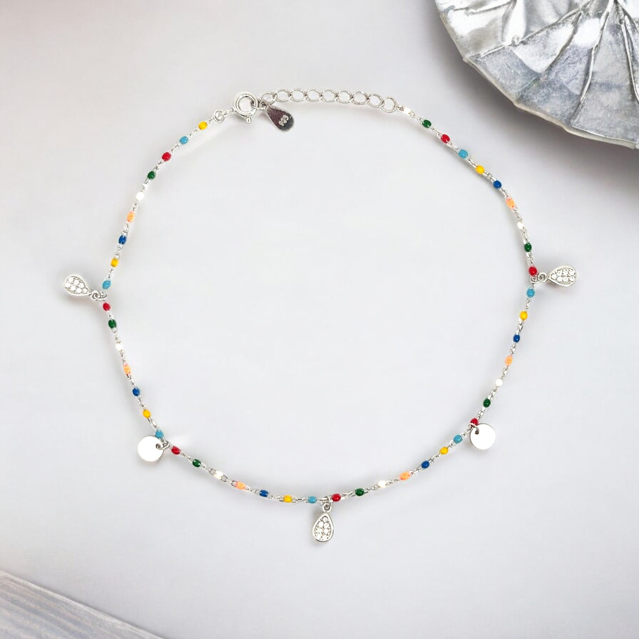 PurpleLuck Giorgia Silver Anklet