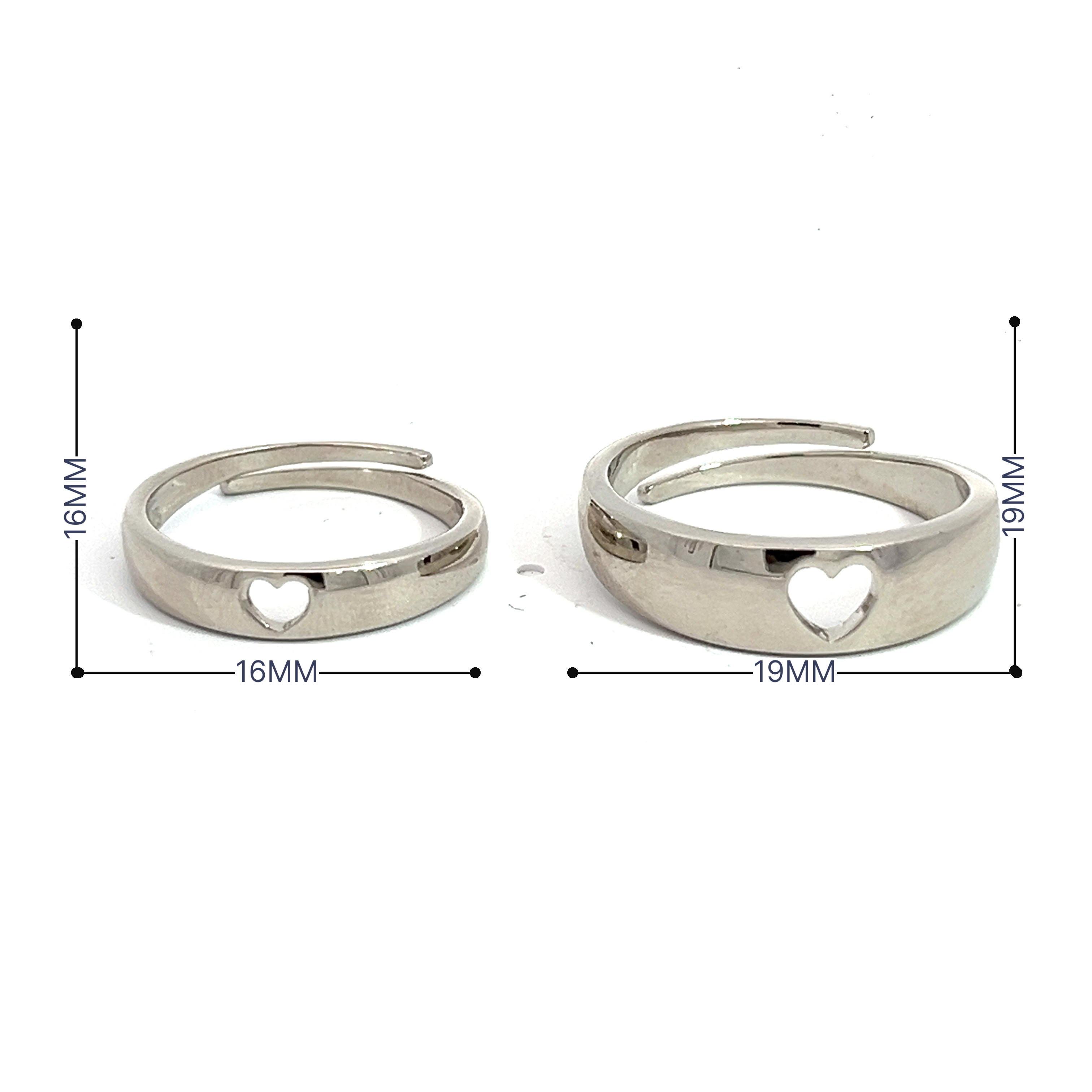 PurpleLuck Heartthrob Silver Couple Bands