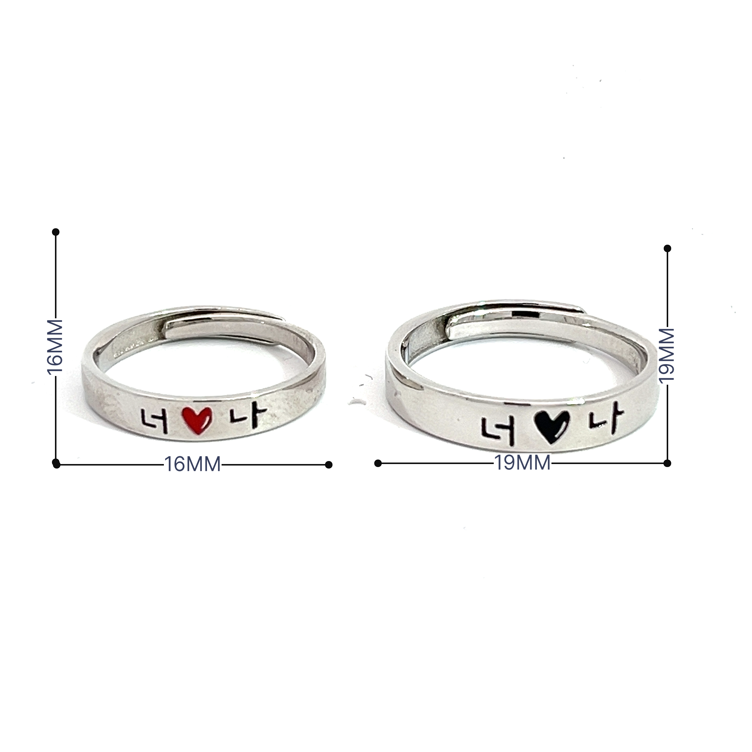 PurpleLuck Jamie Silver Couple Rings. Sterling Silver minimal style rings for romantic gift for Him and Her. Wedding and anniversary gift