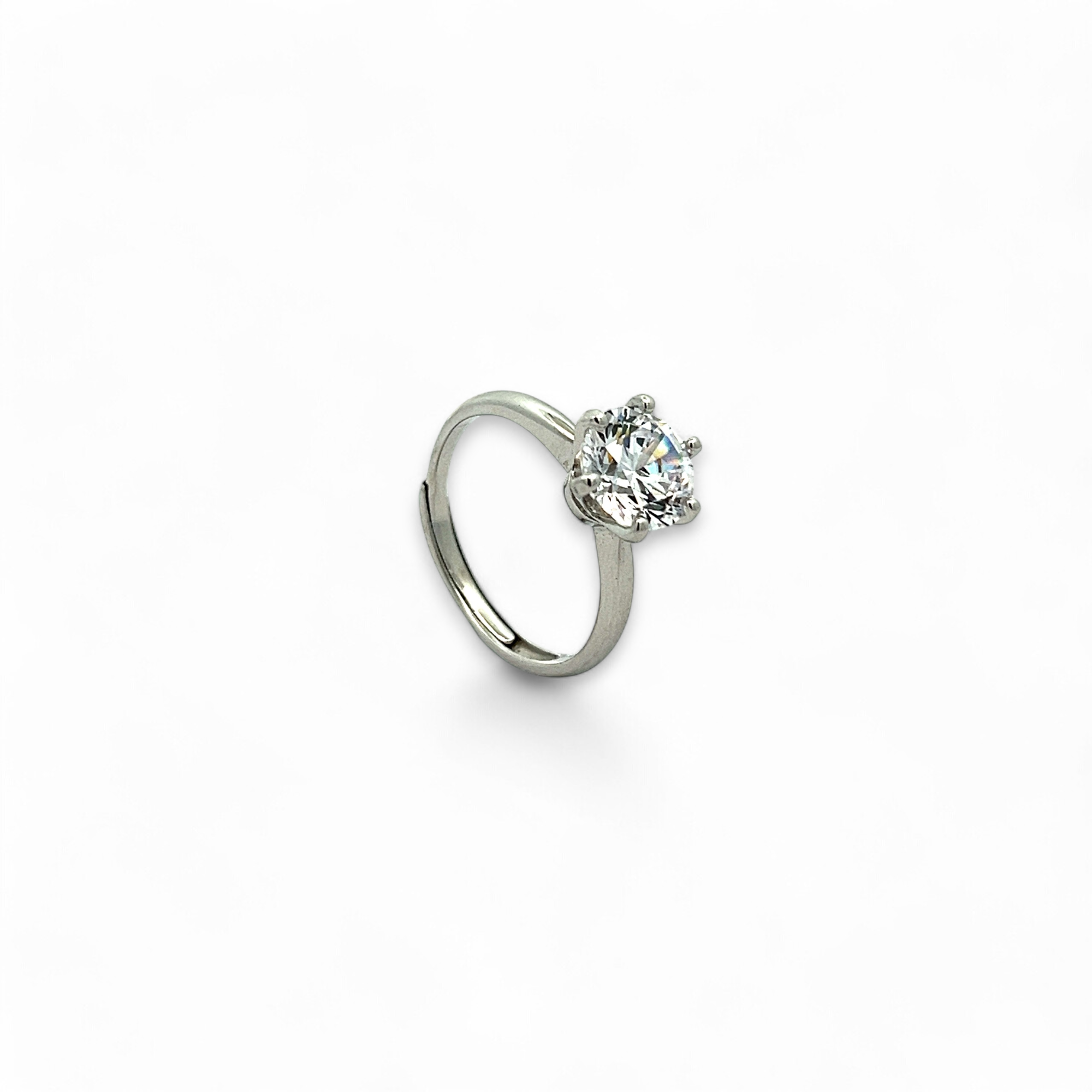 PurpleLuck Jasmine 925 Silver Solitaire Ring Perfect gift for girlfriend. adjustable ring in modern design for women and girls