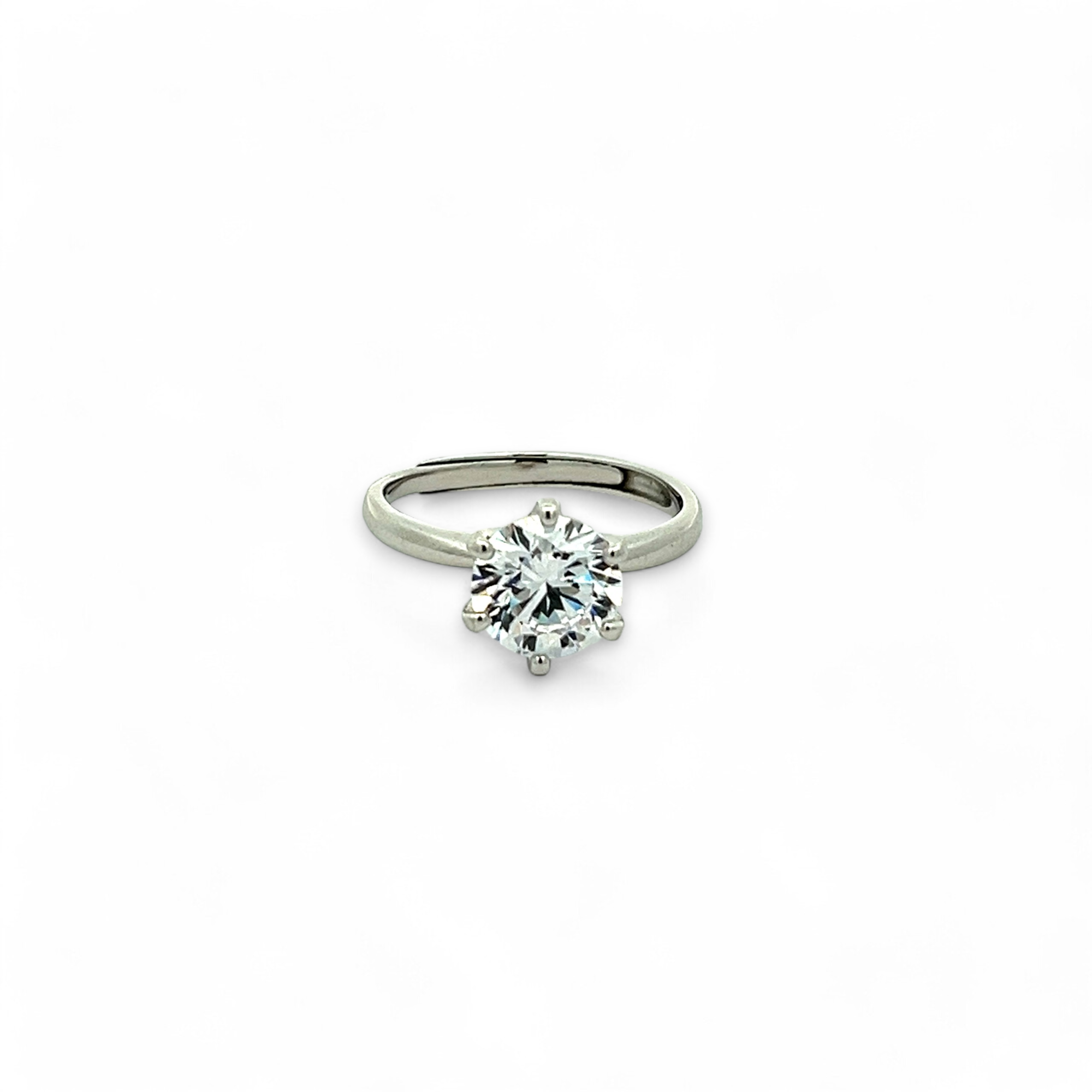 PurpleLuckJasmine 925 Silver Solitaire Ring Perfect gift for girlfriend. adjustable ring in modern design for women and girls