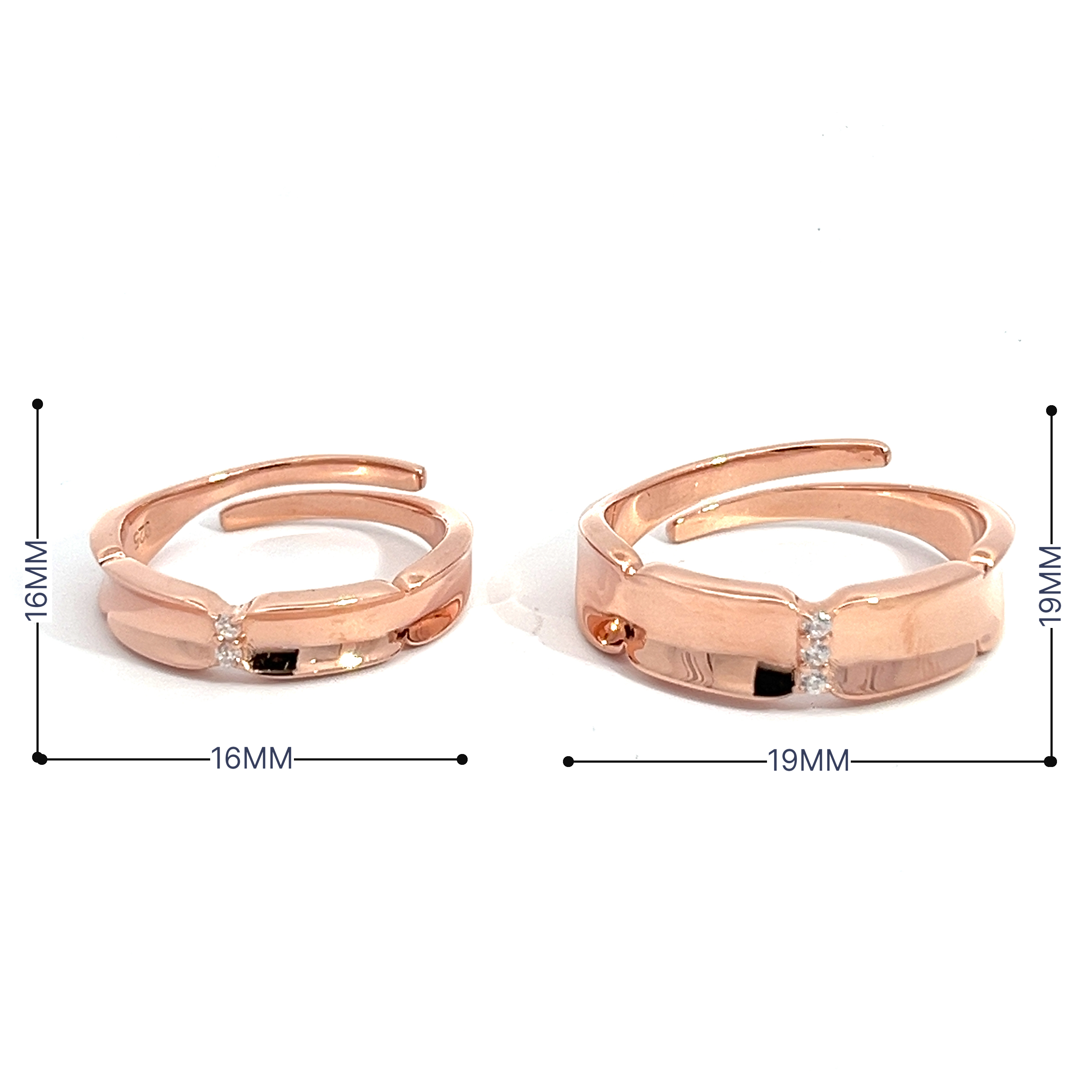 PurpleLuck Love Birds 925 Silver Couple Rings in Rose Gold Plating for couple romantic gift.Valentines and wedding gift