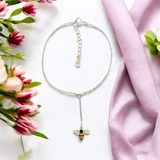 PurpleLuck Lucia 925 Silver Bracelet. Bee charm adjustable bracelet for girls and Women. Valentine and birthday gift for girlfriend