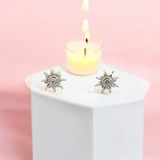 PurpleLuck Natalie Silver Earrings. Sun Shaped Zircon Studs for women and girls for daily wear