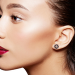 PurpleLuck Floral Stud  925 Silver Earrings trendy rose gold earrings